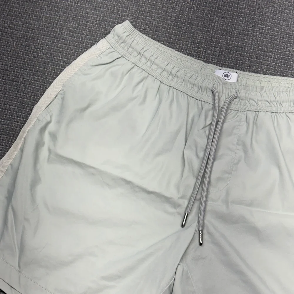 Topman Mens Swim Shorts Sage Green Side Stripe Drawstring Trunks‎ Size S/M